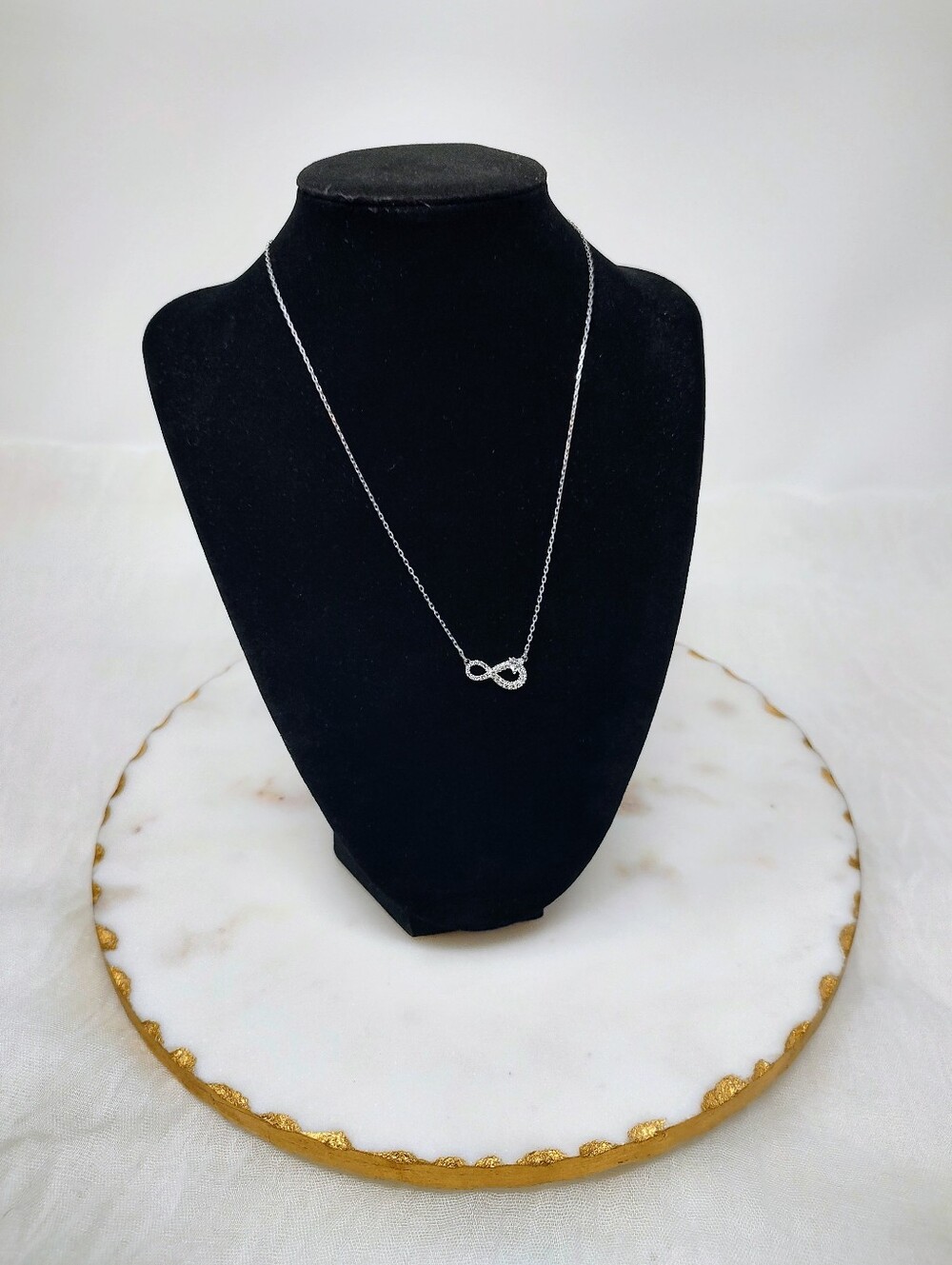 Swarovski Infinity Necklace Silver Crystal White Rhodium Plated